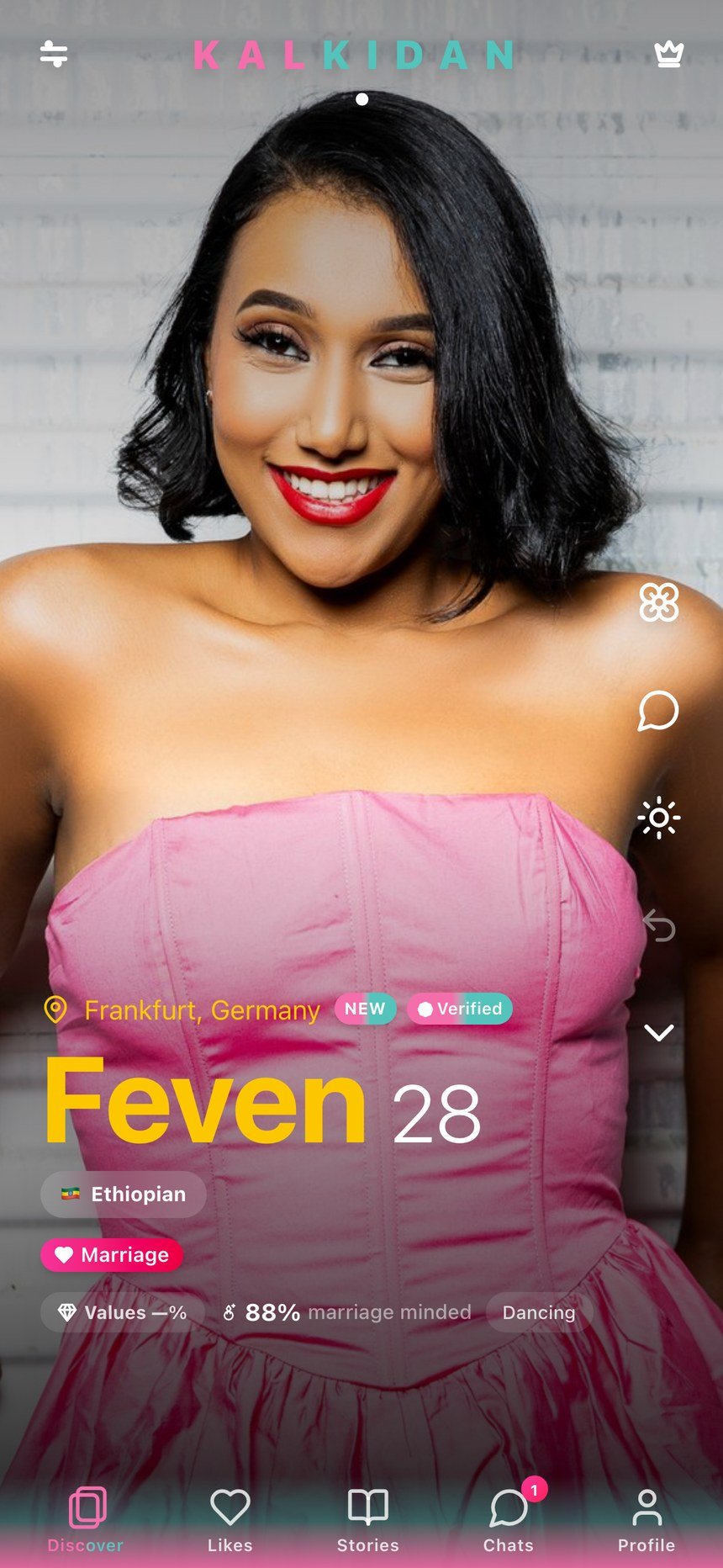 Kalkidan discovery screen — Feven, 28, Frankfurt
