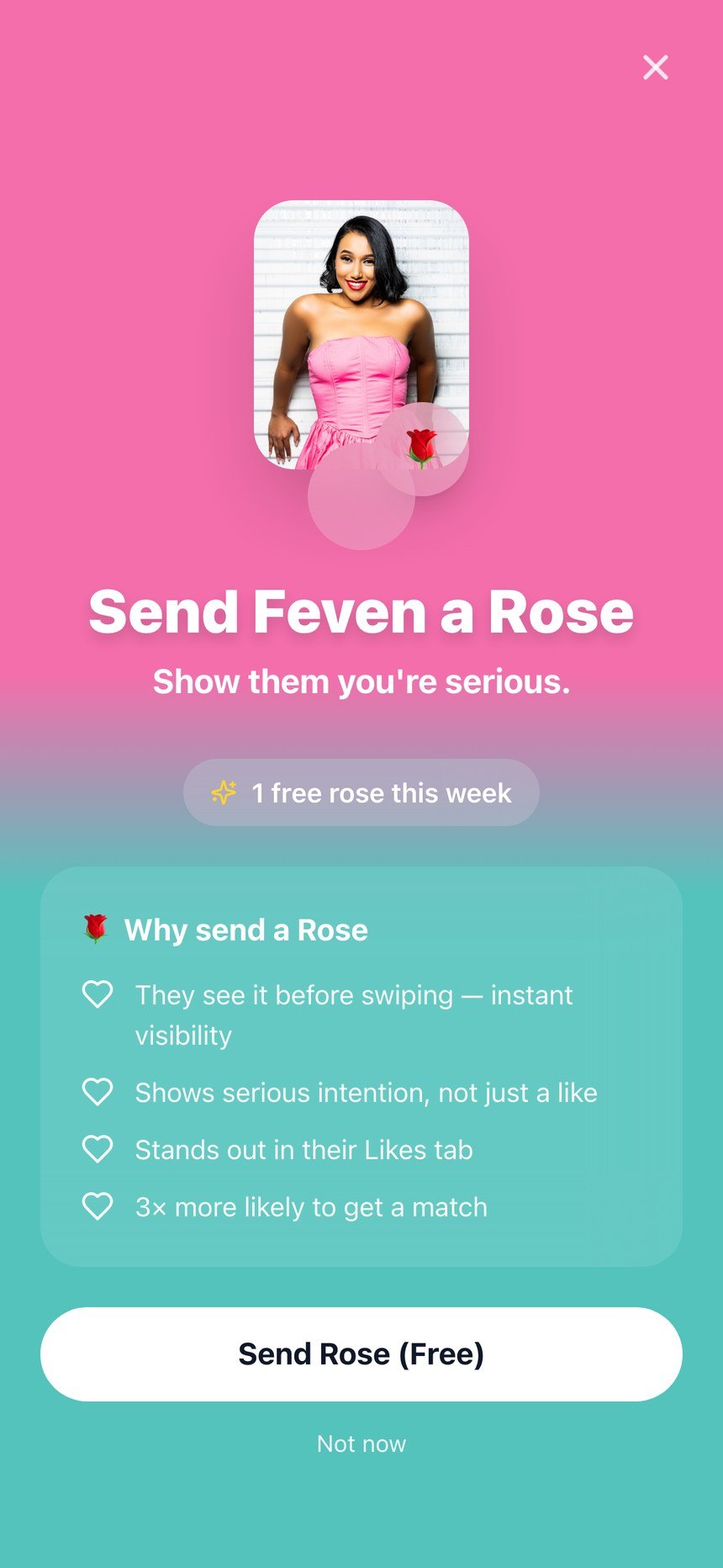 Send Feven a rose screen